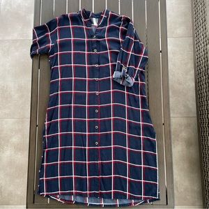 SILKY PLUS FLANNEL BUTTON UP SHIRT DRESS!!